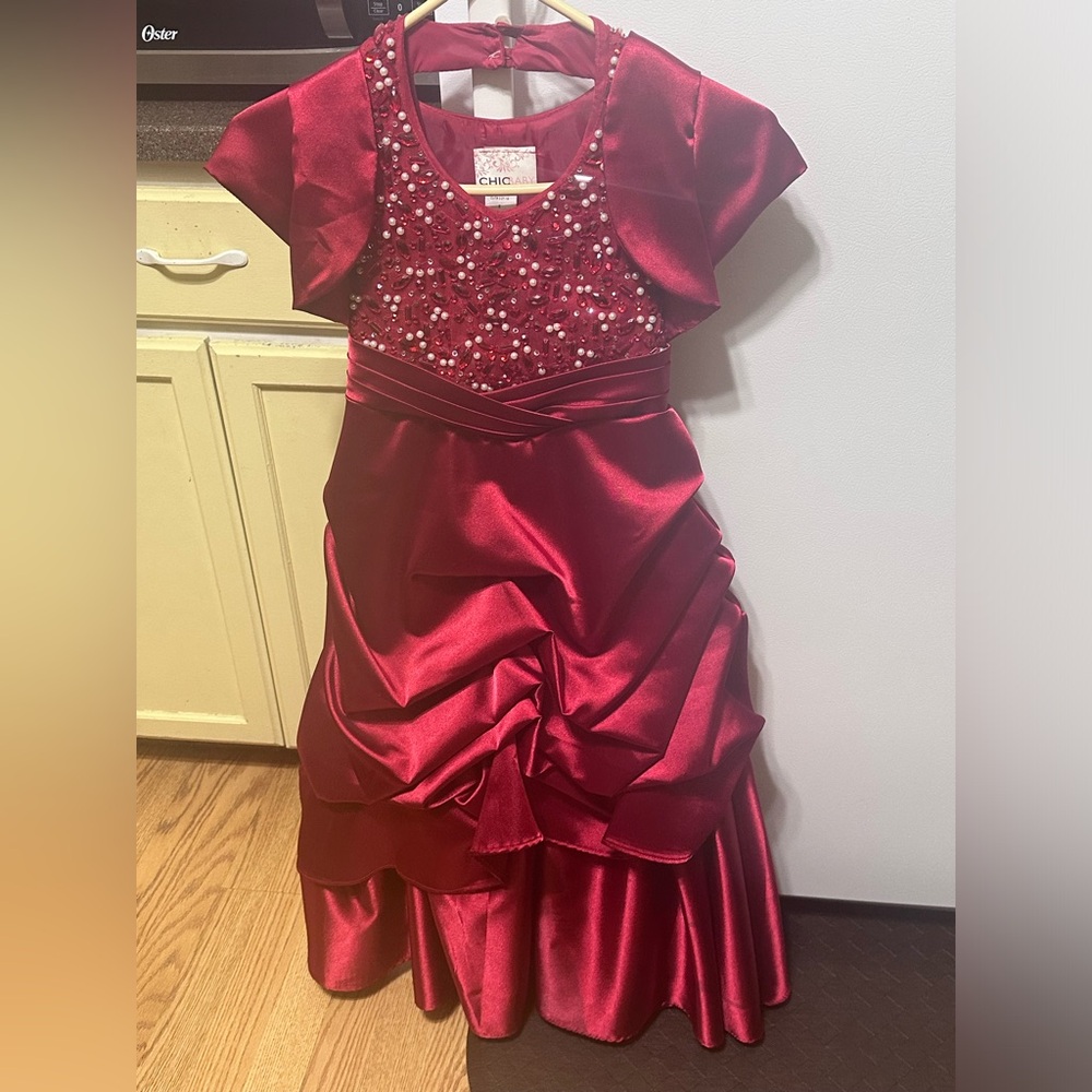 red ball dress